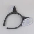 Plush gray and white animal ear headband detail for masquerade cosplay and parties - Grey Wolf Headband