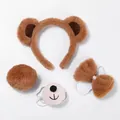 Adorable set de accesorios cosplay de oso de peluche marrón con diadema, cola y lazo - Headband Bowtie Tail Nose / Marrón