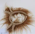 Close-up detailed view of a plush lion ear headband with soft brown faux fur for costumes. - Furry Lion Headband