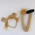 Close-up view of a furry lion ears headband and matching tail costume set for kids - Lion 2-Piece Set
