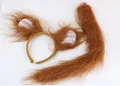Brown furry lion costume set with ears headband and plush tail for Halloween animal cosplay - 2-Piece Brown Wolf Set