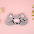 Cute gray plush cat sleep eye mask with soft pink ears for travel and nap blackout - Grey Mouse / Ice Pack Compatible Adjustable