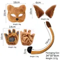 Handmade animal ears and tail costume set with size and weight details - Adult Raccoon 4-Piece Set