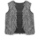 Elegant shaggy grey faux fur vest for women, plush sleeveless waistcoat for cosplay - Children's Vest / Tops