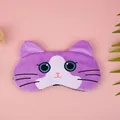 Adorable purple plush cat sleeping mask with blue eyes for travel and blackout nap - Purple Cat / Ice Pack Compatible