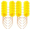 Set of 10 bright yellow pom-pom headbands for Hawaiian theme parties and wedding decor. - Yellow