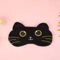 Adorable black cat cartoon plush eye mask for sleeping and travel with soft shading fabric - Black Cat / Ice Pack Compatible