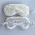 Premium white plush and satin sleep eye mask with comfortable elastic strap for deep rest - Beige