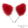 Furry red cat fox ear headband for Halloween costume cosplay parties accessories - Single Headband / 1 Piece / Red