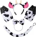 Fünfteiliges Kuh-Kostüm-Set mit Ohren-Stirnband Schwanz und Fliege für Kinder-Cosplay-Party - Kuh-Stil