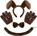 5-teiliges braunes Löwen-Cosplay-Set mit Ohren-Stirnband, Pfotenhandschuhen und Schwanz - Brauner Hund Stil