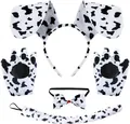 Dalmatiner-Kuh-Cosplay-Set inklusive Stirnband mit Ohren Pfoten-Handschuhen und Schwanz - Punktiert Stil