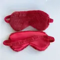 Double-sided soft plush and satin blackout sleep eye mask in deep red for comfortable rest - Burgundy