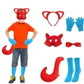 Déguisement de renard rouge pour enfants avec serre-tête oreilles, masque et queue. - Grande Queue Ensemble de 6 Pièces