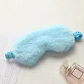 Soft light blue plush sleep mask with fuzzy texture for comfortable night rest and sleep - Blue