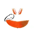 Detail view of the orange faux fur fox tail and ears costume set for Halloween - Two-Piece Set / Orange + Brown