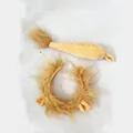 Golden plush lion mane ear headband and matching tail costume set for animal cosplay - Yellow Lion 2-Piece Set