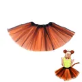 Adult orange and black layered tulle tutu skirt for Halloween dance performance - Bottoms / 40cm Length / Orange and Black