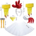 Detail view of turkey costume accessories with specific measurements and weights - Adult 8-Piece Set