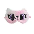 Cute pink plush cartoon cat sleep eye mask for blackout and comfort. - Multicolor Owl