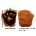Brown furry fox paw fingerless gloves for Halloween costume cosplay props accessories - Long Fur Gloves