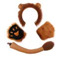 Lion animal ears headband tail and paw plush costume accessories set for kids cosplay - Long Fur Gloves 4-Piece Set