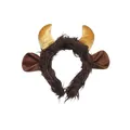 Brown faux fur bull horn headband with golden horns for Halloween animal cosplay costume - Bull Headband / Single Piece