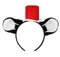 Süßes Löwen-Cosplay-Stirnband mit schwarzen Plüschohren und rotem Mini-Zylinder - Schwarze Katze Hut-Stil