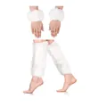 White faux fur leg warmers and wrist cuffs plush costume accessory set for cosplay - White 4-Piece Set / 22cm Leg Sleeves / White