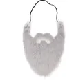 Professional grey long fake beard mustache with elastic band for Halloween party costume - False Beard / Light Gray