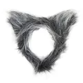 High-quality grey and white faux fur animal costume collar for Halloween party cosplay - Grey Wolf Headband / Single Piece