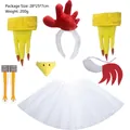 Turkey costume set with red crest headband white tutu and chicken claw gloves - Kids 8-Piece Set