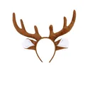 Plush brown reindeer antler headband with white ears for Halloween cosplay costumes - Large Antler Headband / Single Piece