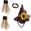 Set de disfraz de espantapájaros de Halloween con sombrero de girasol y accesorios - Conjuntos / Set de Diadema Café