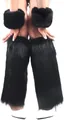 Stylish black faux fur leg warmers and matching wrist cuffs set for party costume - Black 4-Piece Set / 40cm Leg Sleeves / Black