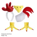 Turkey costume set with rooster comb headband, beak mask, furry tail and claw gloves - Five-Piece Set