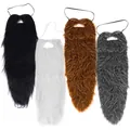 Set of 4 long fake beards in black, white, brown, and grey for cosplay, Halloween and parties - Multicolor Fake Beard Set / Four-Piece Set