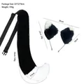 Plush cat fox ear headband and tail set with size measurements - Two-Piece Set / Black and White