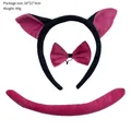 Three-piece pink cat ears headband, bow tie and tail costume set for cosplay parties - Donkey Pink (Set of 3) / Three-Piece Set