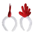 Red felt rooster comb headband with white faux fur for Thanksgiving party costume - Headband