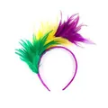 Vibrant feather headband accessory in purple yellow and green for festive party costumes - Feather Headband