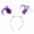 Vibrant purple 1980s themed bopper headband with metallic tinsel and hair for parties - Headband / Purple