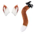 Premium faux fur fox ears and tail costume set in orange and white for cosplay - Two-Piece Set / Brown and White