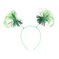 Green tinsel headband with springs and feathers for 80s themed party costume - Headband / Green