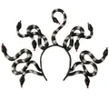 Medusa-Schlangen-Haarreif für Halloween-Kostüme mit schwarz-silbern gemusterten Schlangen - L / Silber Gemustert