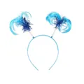 Bright blue 1980s retro costume party headband with feather and tinsel boppers - Headband / Blue
