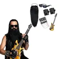 Rock star costume set with fake beard, sunglasses, studded gloves and inflatable guitar - Rock Star Set / Black