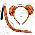 Dimensioni dettagliate del set cerchietto con orecchie di tigre e coda per il cosplay - Set di 2 pezzi / Tigre Gialla