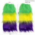 Tricolor long faux fur leg warmers for halloween cosplay party costume accessories - Multicolor Leg Warmers / 40CM / Colorful