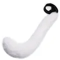 White plush fox cosplay tail with adjustable black waist belt for anime costumes - Tail Only / White